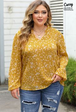 Immagine di CURVY GIRL FLORAL RUCHED BLOUSE
